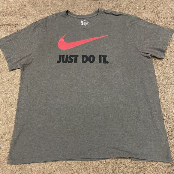 Nike "Just Do It" Brown T-Shirt Red Swoosh Mens Size 3XL - Picture 2 of 7